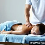 스포츠마사지사와 스포츠 심리학 - **Image Prompt:** A serene image depicting a female athlete lying face down on a massage table, rece...
